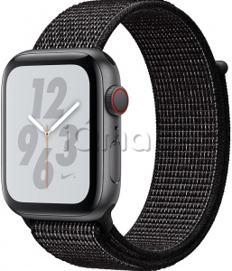 Купить Apple Watch Series 4 Nike+ // 44мм GPS + Cellular // Корпус из алюминия цвета «серый космос», ремешок из плетёного нейлона Nike чёрного цвета (MTXD2)