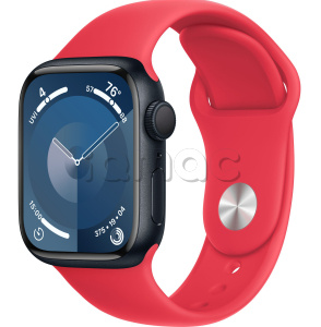 Купить Apple Watch Series 9 // 41мм GPS // Корпус из алюминия цвета "темная ночь", спортивный ремешок цвета (PRODUCT)RED