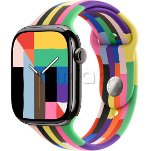 Купить Apple Watch Series 11 // 46мм GPS+Cellular // Корпус из титана сланцевого цвета, спортивный ремешок цвета Pride Edition