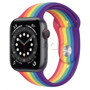 Купить Apple Watch Series 6 // 44мм GPS + Cellular // Корпус из алюминия цвета «серый космос», спортивный ремешок радужного цвета