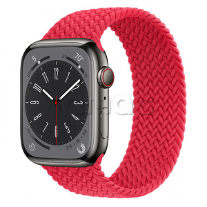 Купить Apple Watch Series 8 // 45мм GPS + Cellular // Корпус из нержавеющей стали графитового цвета, плетёный монобраслет цвета (PRODUCT)RED