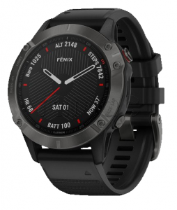 Купить Мультиспортивные часы Garmin Fenix 6 (47mm) Sapphire стальной серый корпус, черный силиконовый ремешок