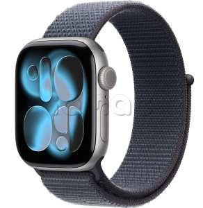 Купить Apple Watch Series 11 // 46мм GPS // Корпус из алюминия цвета "серый космос", спортивный браслет цвета "якорный синий"