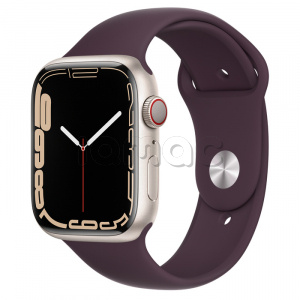 Купить Apple Watch Series 7 // 45мм GPS + Cellular // Корпус из алюминия цвета «сияющая звезда», спортивный ремешок цвета «тёмная вишня»