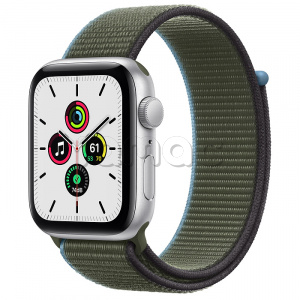 Купить Apple Watch SE // 44мм GPS // Корпус из алюминия серебристого цвета, спортивный браслет цвета «Зелёные холмы» (2020)