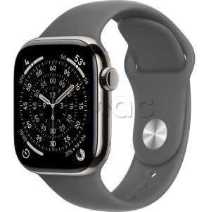 Купить Apple Watch Series 11 // 46мм GPS+Cellular // Корпус из титана натурального цвета, спортивный ремешок цвета "серый камень"