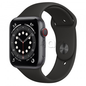 Купить Apple Watch Series 6 // 44мм GPS + Cellular // Корпус из алюминия цвета «серый космос», спортивный ремешок черного цвета