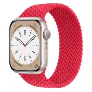 Apple Watch Series 8 // 45мм GPS // Корпус из алюминия цвета "сияющая звезда", плетёный монобраслет цвета (PRODUCT)RED