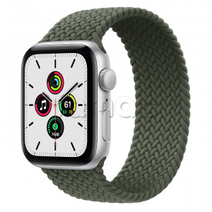 Купить Apple Watch SE // 44мм GPS // Корпус из алюминия серебристого цвета, плетёный монобраслет цвета «Зелёные холмы» (2020)