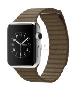 Купить Apple Watch 42 мм, нержавеющая сталь, светло-коричневый кожаный ремешок