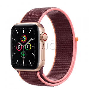 Купить Apple Watch SE // 40мм GPS + Cellular // Корпус из алюминия золотого цвета, cпортивный браслет сливового цвета (2020)