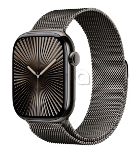 Купить Apple Watch Series 10 // 42мм GPS+Cellular // Корпус из титана сланцевого цвета, миланский сетчатый браслет сланцевого цвета
