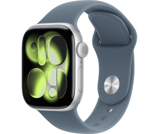 Apple Watch Series 11 // 42мм GPS // Корпус из алюминия серебристого цвета, спортивный ремешок цвета "якорный синий"