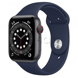 Купить Apple Watch Series 6 // 44мм GPS + Cellular // Корпус из алюминия цвета "серый космос", спортивный ремешок цвета «Тёмный ультрамарин»