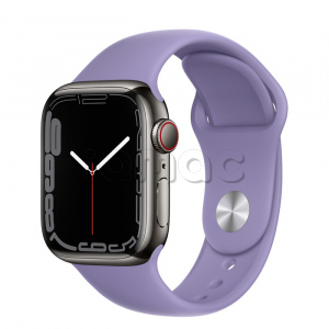 Купить Apple Watch Series 7 // 41мм GPS + Cellular // Корпус из нержавеющей стали графитового цвета, спортивный ремешок цвета «английская лаванда»