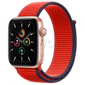 Купить Apple Watch SE // 44мм GPS + Cellular // Корпус из алюминия золотого цвета, cпортивный браслет цвета (PRODUCT)RED (2020)