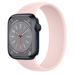 Apple Watch Series 8 // 45мм GPS // Корпус из алюминия цвета "темная ночь", монобраслет цвета "розовый мел"