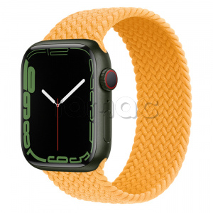 Купить Apple Watch Series 7 // 45мм GPS + Cellular // Корпус из алюминия зеленого цвета, плетёный монобраслет цвета «спелый маис»