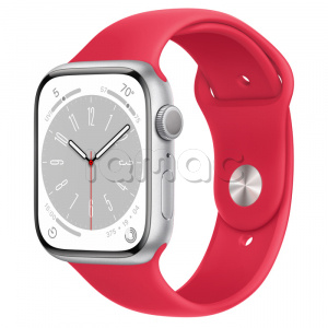 Купить Apple Watch Series 8 // 45мм GPS // Корпус из алюминия серебристого цвета, спортивный ремешок цвета (PRODUCT)RED