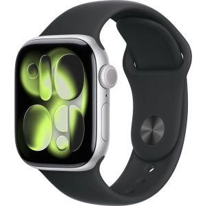 Apple Watch Series 11 // 46мм GPS // Корпус из алюминия серебристого цвета, спортивный ремешок черного цвета