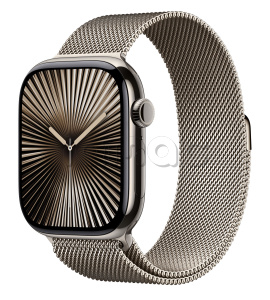 Купить Apple Watch Series 10 // 42мм GPS+Cellular // Корпус из титана натурального цвета, миланский сетчатый браслет натурального цвета