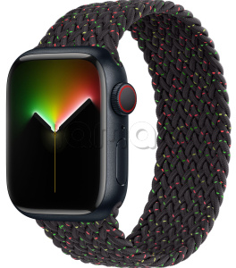Купить Apple Watch Series 9 // 45мм GPS+Cellular // Корпус из алюминия цвета "темная ночь", плетёный монобраслет цвета Black Unity