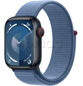 Купить Apple Watch Series 9 // 41мм GPS+Cellular // Корпус из алюминия цвета "темная ночь", спортивный браслет цвета "синяя зима"