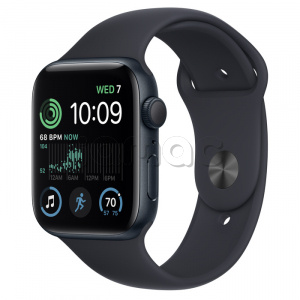 Купить Apple Watch SE // 44мм GPS // Корпус из алюминия цвета «тёмная ночь», спортивный ремешок цвета «тёмная ночь» (2022)