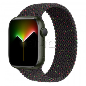 Купить Apple Watch Series 7 // 45мм GPS // Корпус из алюминия зеленого цвета, плетёный монобраслет цвета «Black Unity»