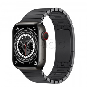 Купить Apple Watch Series 7 // 41мм GPS + Cellular // Корпус из титана цвета «черный космос», блочный браслет из нержавеющей стали цвета «чёрный космос»