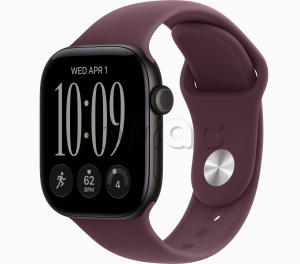 Купить Apple Watch Series 12 // 42мм GPS // Корпус из алюминия черного цвета, спортивный ремешок бордового цвета