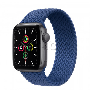 Купить Apple Watch SE // 40мм GPS // Корпус из алюминия цвета «серый космос», плетёный монобраслет цвета «Атлантический синий» (2020)