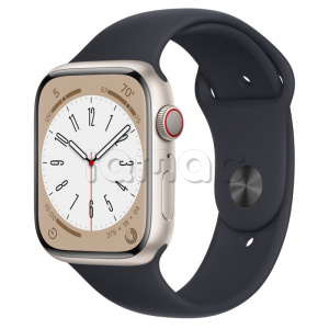 Купить Apple Watch Series 8 // 45мм GPS + Cellular // Корпус из алюминия цвета "сияющая звезда", спортивный ремешок цвета "темная ночь"