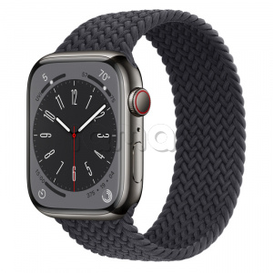 Купить Apple Watch Series 8 // 45мм GPS + Cellular // Корпус из нержавеющей стали графитового цвета, плетёный монобраслет цвета "темная ночь"