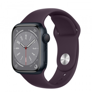 Apple Watch Series 8 // 41мм GPS // Корпус из алюминия цвета "темная ночь", спортивный ремешок цвета "бузина"