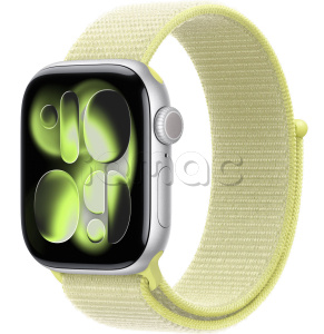 Купить Apple Watch Series 11 // 46мм GPS // Корпус из алюминия серебристого цвета, спортивный браслет цвета "неоновый желтый"