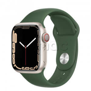 Купить Apple Watch Series 7 // 41мм GPS + Cellular // Корпус из алюминия цвета «сияющая звезда», спортивный ремешок цвета «зелёный клевер»