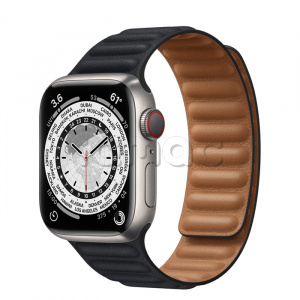 Купить Apple Watch Series 7 // 41мм GPS + Cellular // Корпус из титана, кожаный браслет цвета «тёмная ночь», размер ремешка S/M