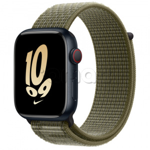 Купить Apple Watch Series 8 // 45мм GPS + Cellular // Корпус из алюминия цвета "темная ночь", спортивный браслет Nike цвета "секвойя/чистая платина"