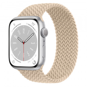Apple Watch Series 8 // 45мм GPS // Корпус из алюминия серебристого цвета, плетёный монобраслет бежевого цвета