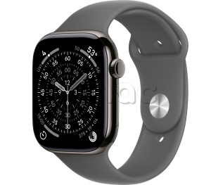 Купить Apple Watch Series 11 // 42мм GPS+Cellular // Корпус из титана сланцевого цвета, спортивный ремешок цвета "серый камень"