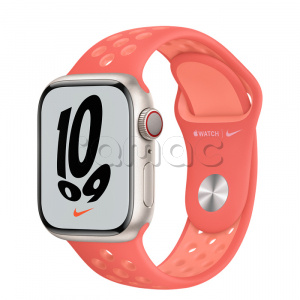 Купить Apple Watch Series 7 // 41мм GPS + Cellular // Корпус из алюминия цвета «сияющая звезда», спортивный ремешок Nike цвета «волшебная искра/нежная заря»
