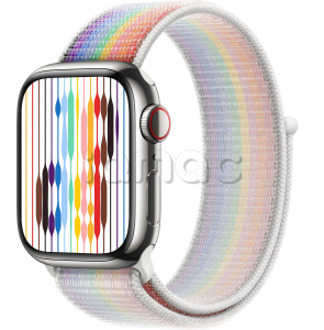 Купить Apple Watch Series 9 // 41мм GPS+Cellular // Корпус из нержавеющей стали серебристого цвета, спортивный браслет цвета Pride Edition