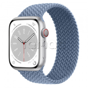 Купить Apple Watch Series 8 // 45мм GPS + Cellular // Корпус из алюминия серебристого цвета, плетёный монобраслет сланцево-синего цвета