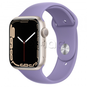 Купить Apple Watch Series 7 // 45мм GPS // Корпус из алюминия цвета «сияющая звезда», спортивный ремешок цвета «английская лаванда»