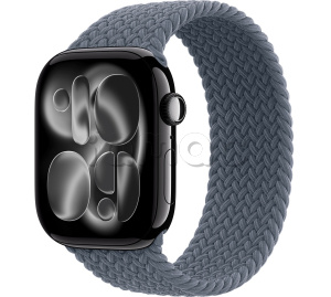 Купить Apple Watch Series 11 // 42мм GPS // Черный глянцевый корпус из алюминия, плетеный монобраслет цвета "якорный синий"