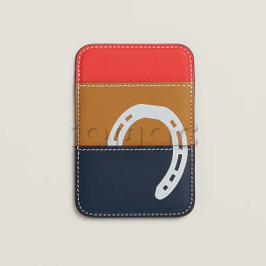 Чехол-бумажник Hermès "Horseshoe" с MagSafe для iPhone, цвет Orange Field/ Кораллово-розово-оранжевый