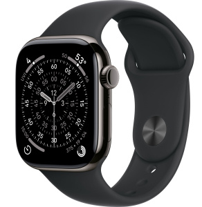 Apple Watch Series 11 // 46мм GPS+Cellular // Корпус из титана сланцевого цвета, спортивный ремешок черного цвета