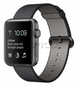 Купить Apple Watch Series 2 38мм Корпус из алюминия цвета «серый космос», ремешок из плетёного нейлона чёрного цвета (MP052)