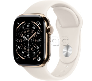 Купить Apple Watch Series 11 // 42мм GPS+Cellular // Корпус из титана золотого цвета, спортивный ремешок цвета "сияющая звезда"
